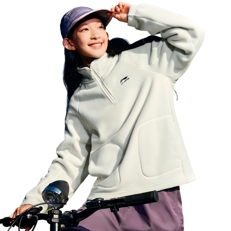 李宁儿童男女大童摇粒绒加绒卫衣