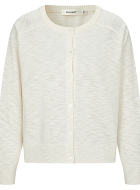 MOUSSY 春季新品简约风圆领宽松薄款针织开衫女028ISA70-1001