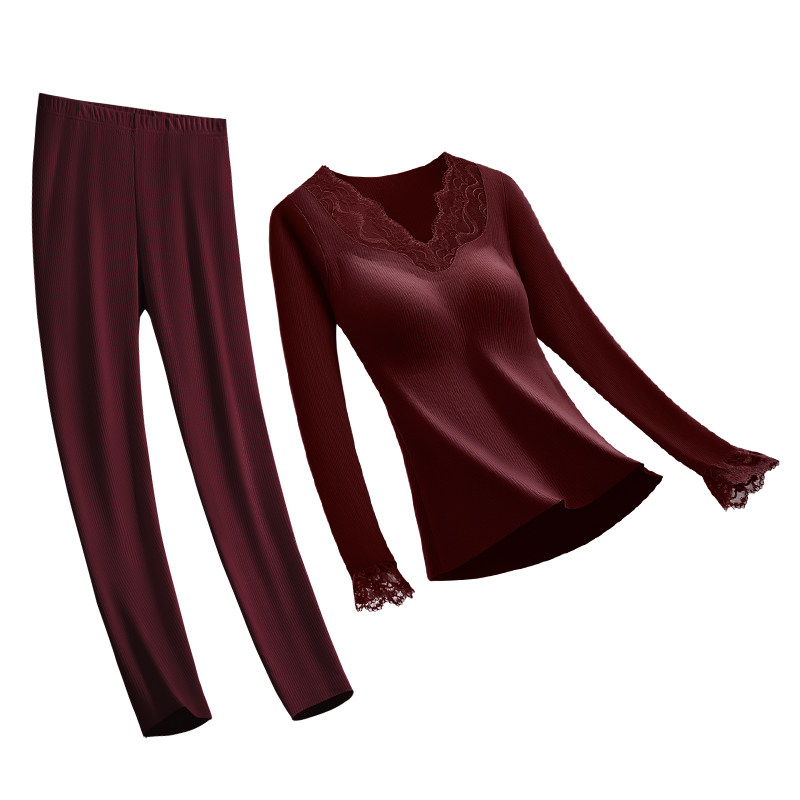 猫人本命年秋衣套装2026马年喜庆蕾丝边打底衫带胸垫红色保暖套装,女士内衣/男士内衣/家居服,保暖套装,淘宝优惠券,粉丝福利购,淘宝优惠卷