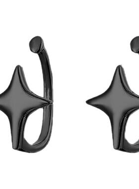 星星耳夹男生一体式假耳环男小众高级黑色中性设计感男士耳饰情侣