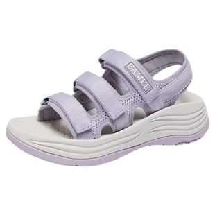 2025夏季 百搭休闲凉鞋 骆驼女鞋 新款 女 厚底增高凉鞋 女魔术贴沙滩鞋