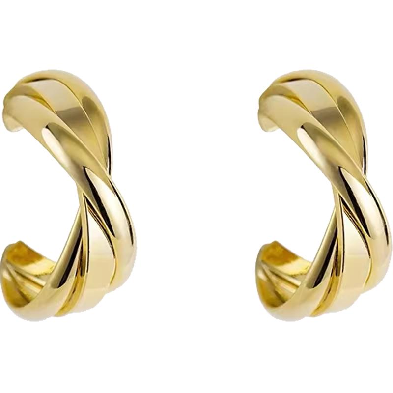 法式金色圈圈耳环气质复古耳钉