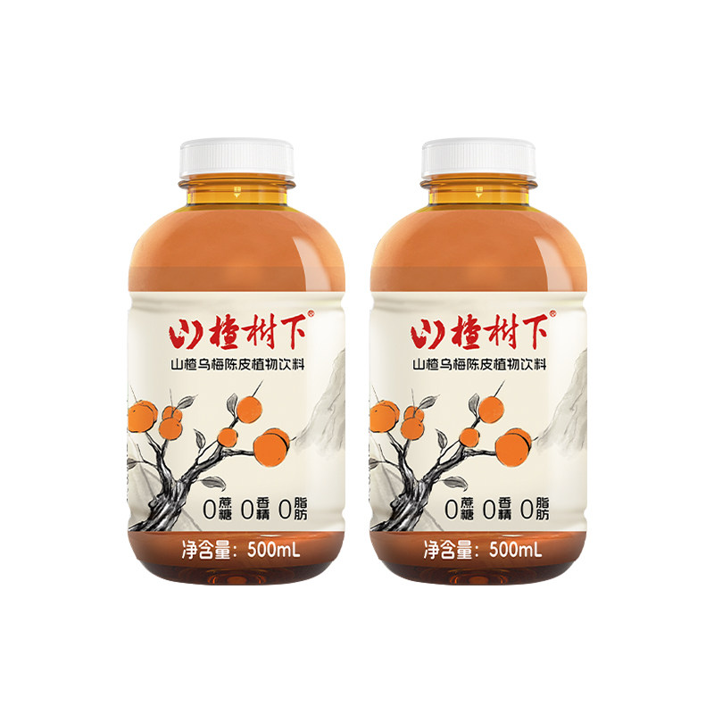 山楂树下官方旗舰店陈皮山楂水500ml*12瓶整箱无蔗糖植物饮料冠芳