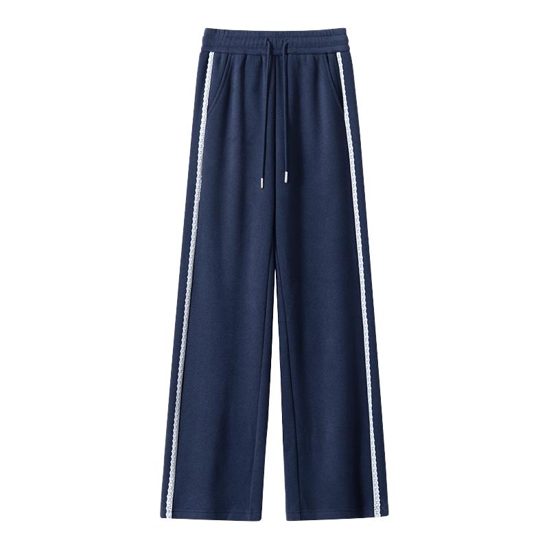 onemore加绒裤子女直筒阔腿裤