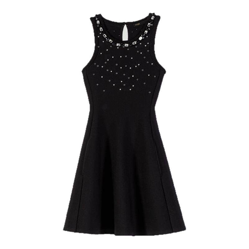 Maje2025秋冬新款女装法式时尚领口仿钻装饰无袖短款针织连衣裙,女装/女士精品,连衣裙,淘宝优惠券,粉丝福利购,淘宝优惠卷