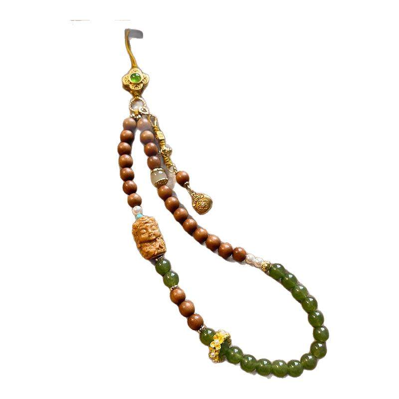 沐匙芭比檀木精致手机链玉髓檀香木手机挂件福袋手腕款防丢挂饰