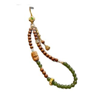 沐匙芭比檀木精致手机链玉髓檀香木手机挂件福袋手腕款 防丢挂饰