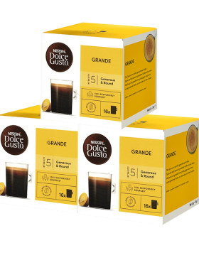雀巢多趣酷思胶囊咖啡dolce gusto 黑咖Grande美式醇香3盒套装