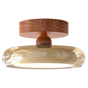 Home中古风过道吸顶灯复古胡桃色全光谱护眼餐厅玄关入户阳台灯具