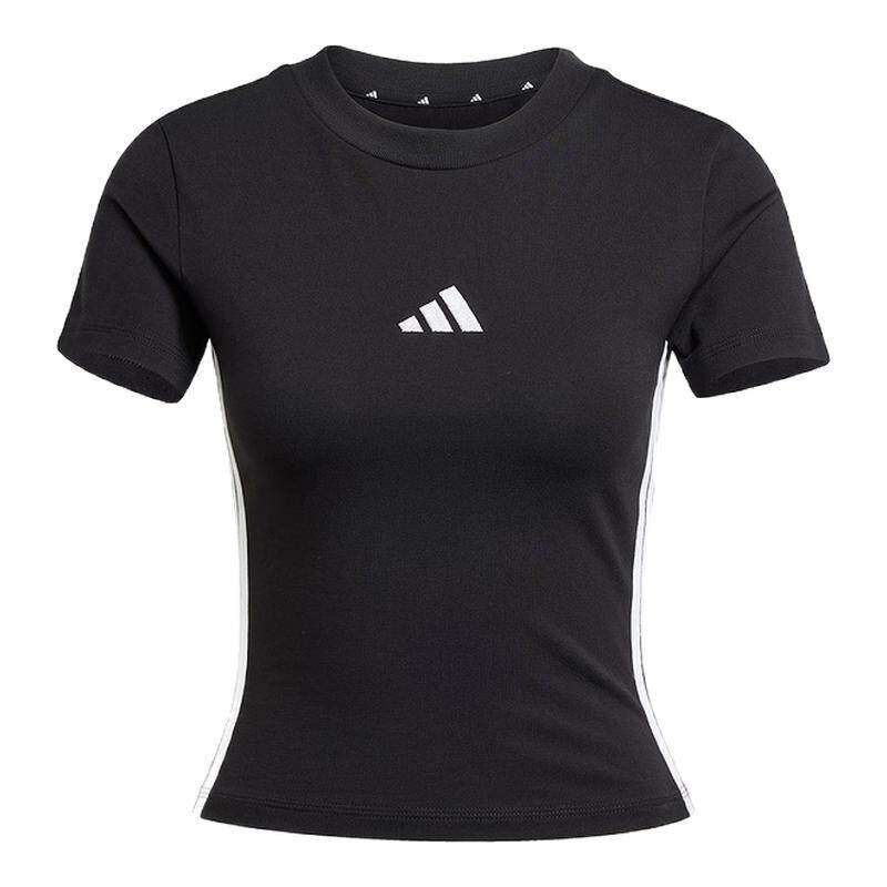 adidas阿迪达斯BABY T恤三条纹半截袖2026春女短款修