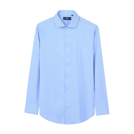 衬衫老罗[凌志T1]条纹衬衫商务休闲修身免烫弹力衬衣M555