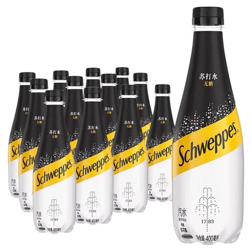 怡泉苏打水0糖原味气泡水400ml*12瓶/24瓶整箱装0卡0脂弱碱性无糖