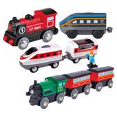 Hape电动火车头火车轨道磁力小火车木质儿童玩具节日六一礼物