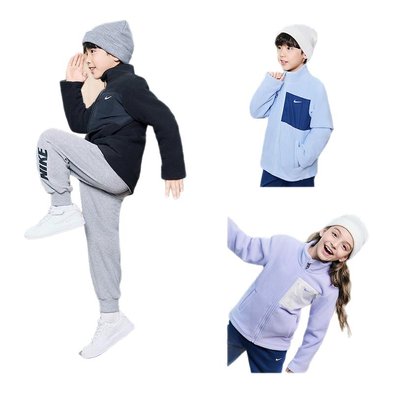 Nike 3brand童装男女童加绒外套儿童夹克2025冬季新款保暖冬装潮