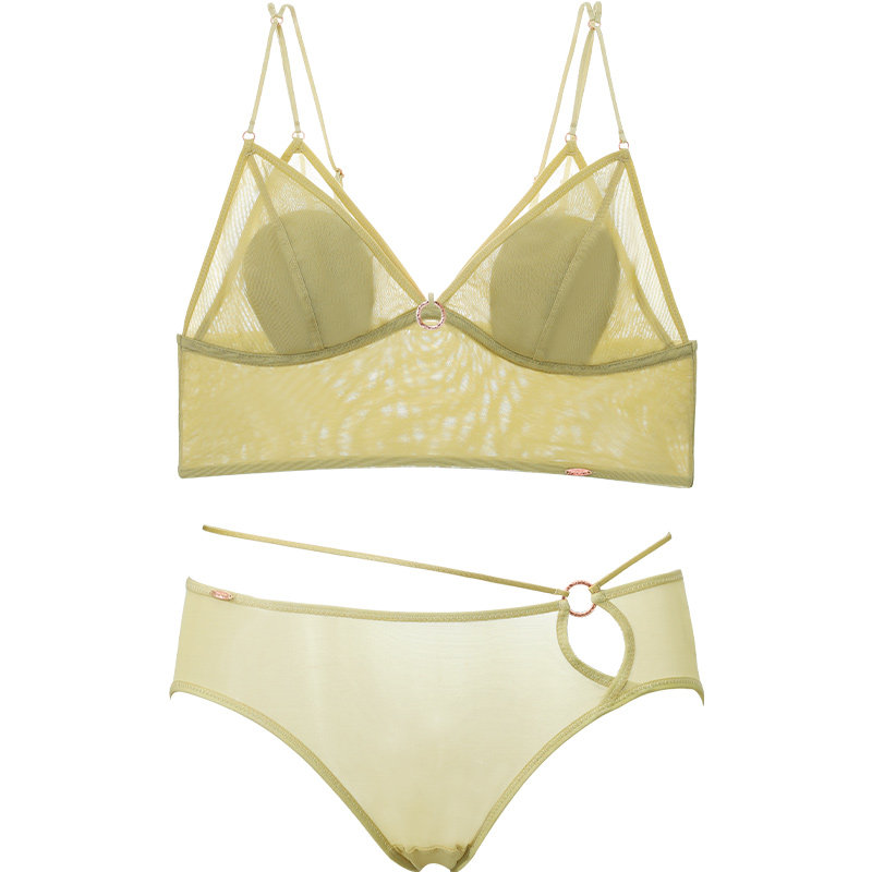 歌瑞尔深V细肩带背心大胸显小显瘦文胸轻薄网纱透气性感内衣女