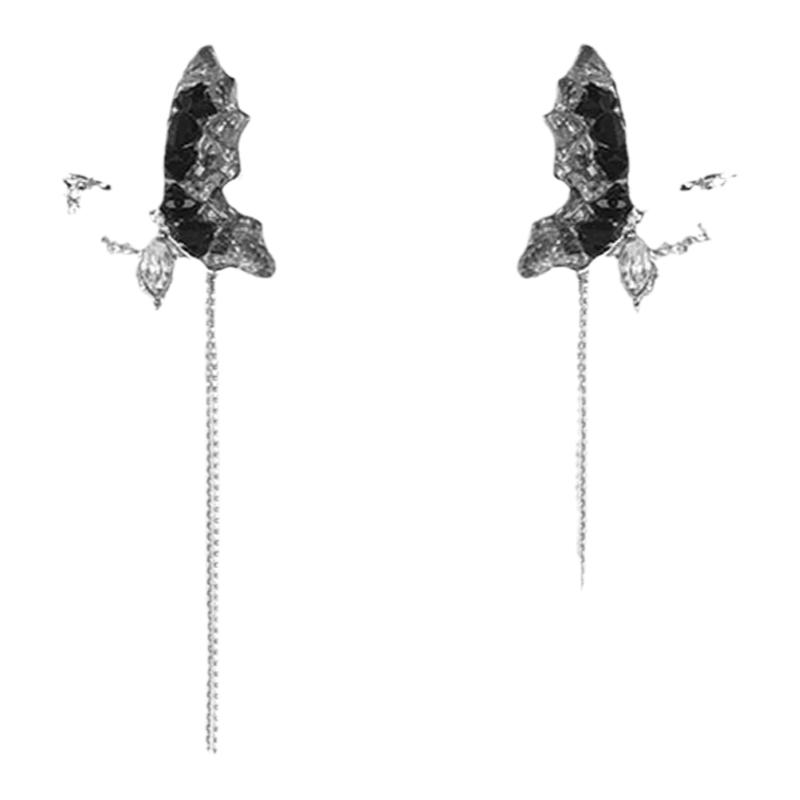 艺术生蝴蝶流苏螺旋耳夹