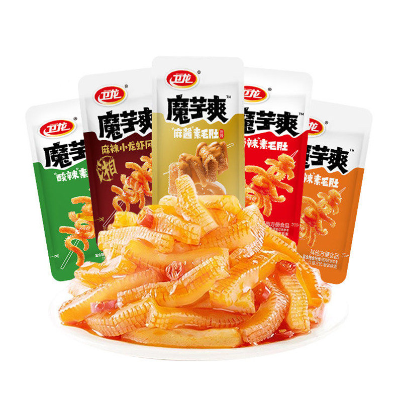 卫龙魔芋爽麻酱味素毛肚香辣条魔芋丝麻辣小龙虾解馋小吃零食散装