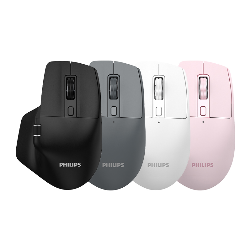 飞利浦MX prime 4无线蓝牙鼠标轻音静谧人体工学办公电脑笔记本黑