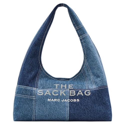 【折扣】MARC JACOBS/莫杰 SACK 中号丹宁牛仔风格拼接单肩hobo包