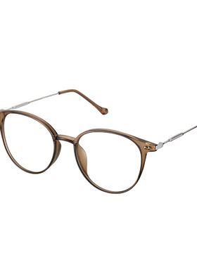 FENCH冷茶色防蓝光眼镜女圆框棕色素颜神器高级感修颜显白护眼镜