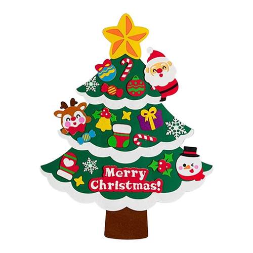 圣诞树毛毡布贴墙材料包新款礼品
