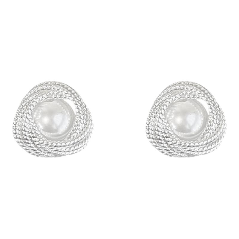 银色珍珠款耳钉2025新款