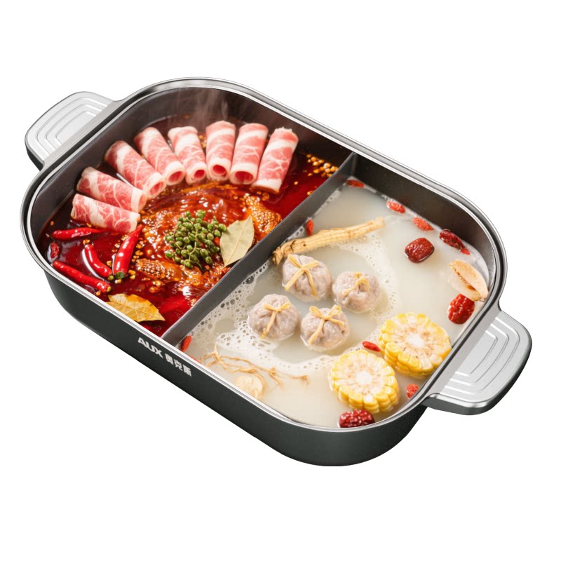 奥克斯电火锅鸳鸯锅家用一体锅多功能料理锅电热锅煮锅大容量涮锅