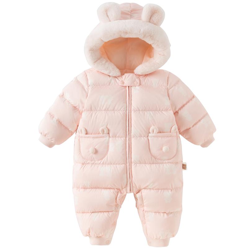 戴维贝拉男女宝宝抗菌羽绒连体衣