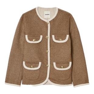 都市游牧包边斜纹外套 女装 SANDRO圣诞穿搭博主同款 2025秋冬新款