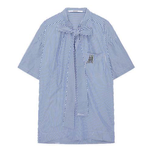 DAZZLE 地素奥莱连衣裙夏季蓝色条纹连衣裙