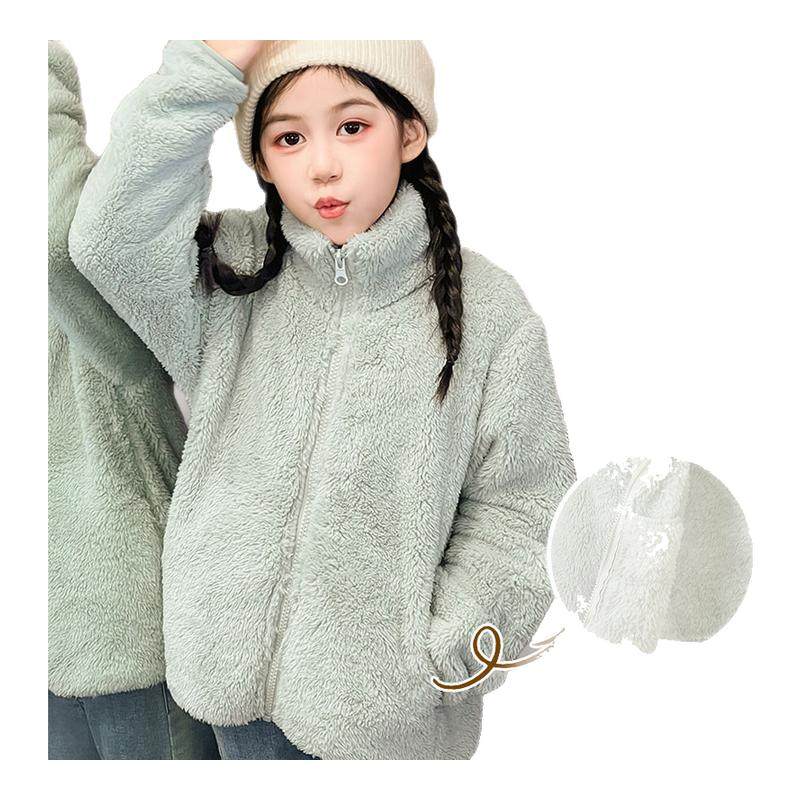 贝贝怡儿童外套珊瑚绒女童毛毛绒抓绒大童摇粒绒宝宝秋冬加绒上衣