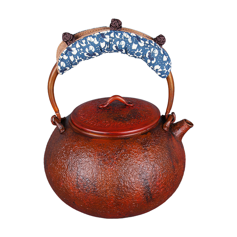 纯手工捶打复古织云紫铜壶