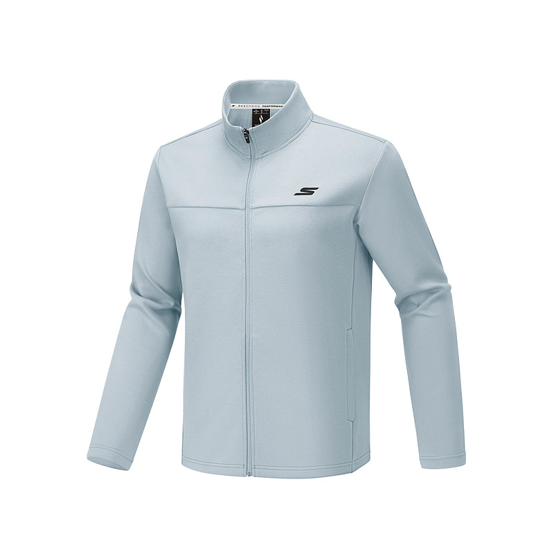 斯凯奇运动茄克秋男士针织立领全拉链外套经典舒适休闲