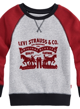 李维斯童装2025秋冬新款中大童宝宝加厚上衣男童保暖加绒红色卫衣