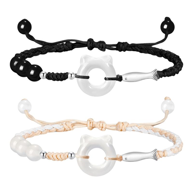 zeroline小鱼猫头情侣手链女