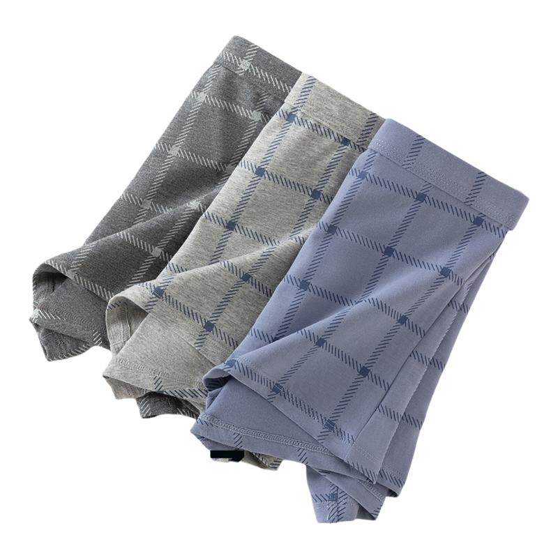 顶瓜瓜10A抑菌纯棉底档男士内裤纯棉抗菌中腰格纹高弹透气平角裤