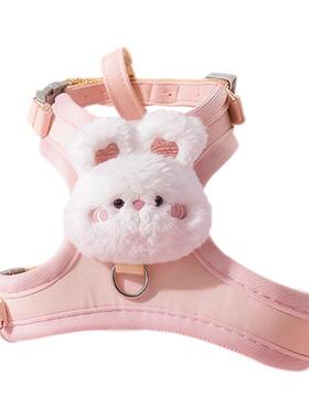 小猫牵引绳小型犬可爱背心式狗胸背带可调节猫咪牵引绳遛狗牵引绳