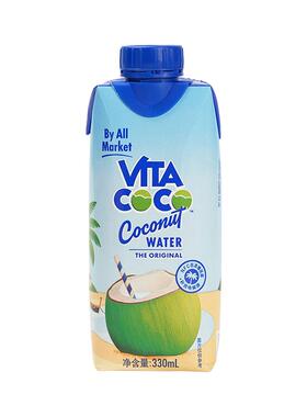 VitaCoCo唯他可可椰子水饮料东南亚进口NFC非浓缩青椰330ml-12瓶