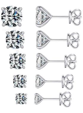 MODIAN摩典VVS1净度莫桑钻耳钉S925纯银时尚OL轻奢高级感镶钻耳饰