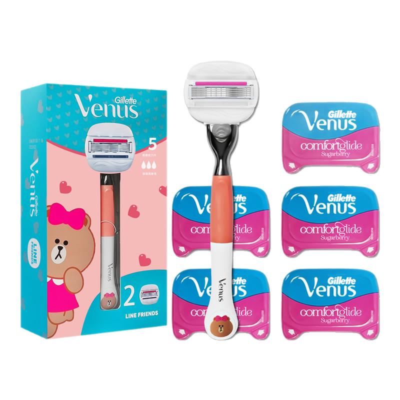 吉列脱毛刀女剃毛刀腋下私处除毛刮毛手动进口VENUS五层刀片私密