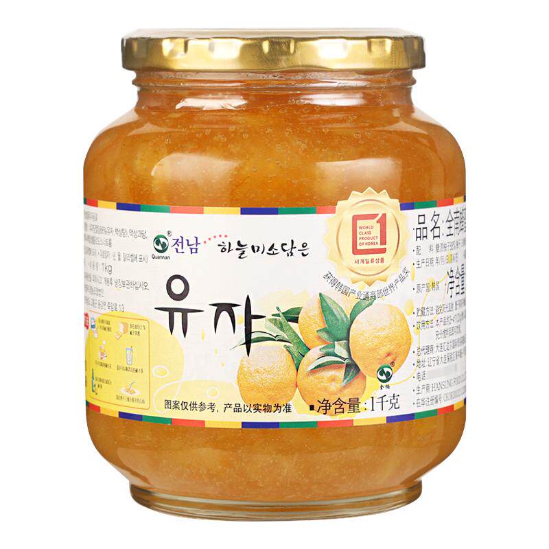 韩国进口全南蜂蜜柚子茶瓶装柠檬百香果冲泡水果茶旗舰店同款正品
