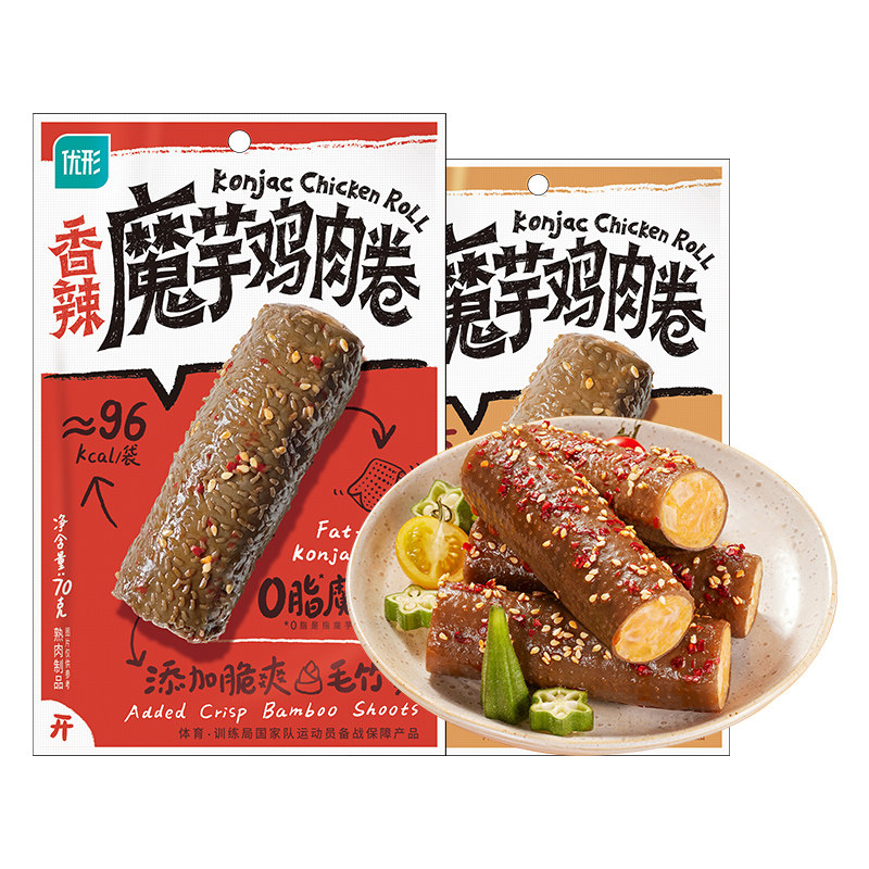 优形魔芋鸡肉卷素毛肚即食解馋抗饿鸡肉零食饱腹代餐夜充饥鸡肉卷