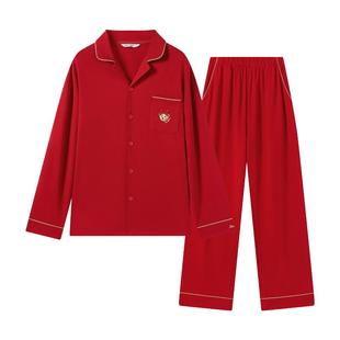 TeenieWeenie小熊本命年睡衣女2025新款 男 红色纯棉情侣家居服套装