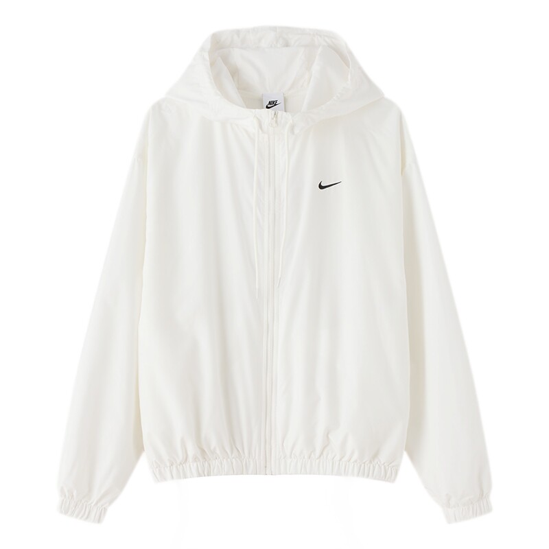 NIKE耐克连帽外套女款官方正品防晒衣夹克运动服女士白色轻薄上衣