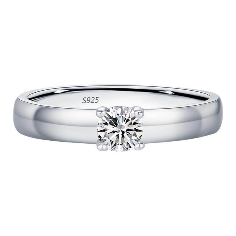 MODIAN摩典莫桑钻S925纯银轻奢超闪单钻戒指女高级感网红素圈指环