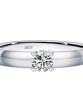摩典S925纯银莫桑钻超闪单钻戒指