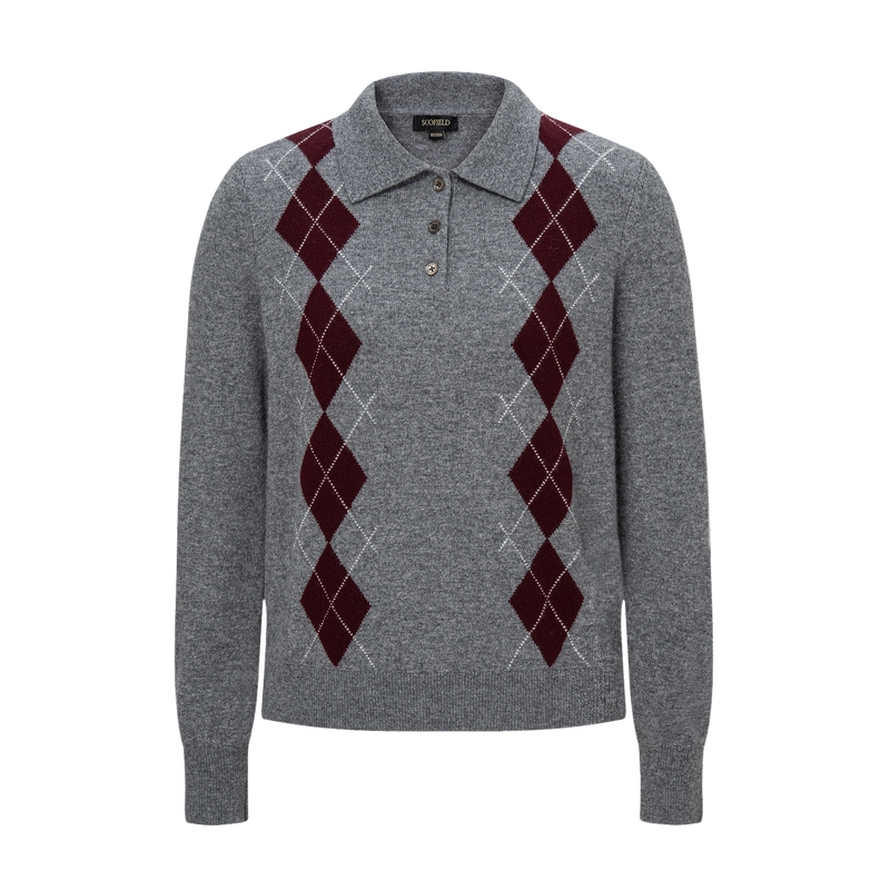 Scofield女装撞色Polo领针织衫