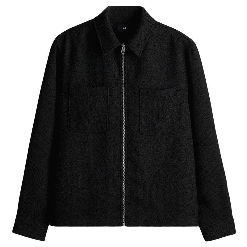 HM男装夹克春季简约标准翻领拉链休闲外套式肌理感夹克1231421 - 百亿补贴品牌优选出品
