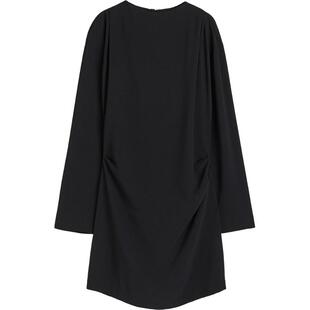 垂坠感长袖 HM女装 修身 腰部堆叠时尚 立领短裙1198523 连衣裙春季