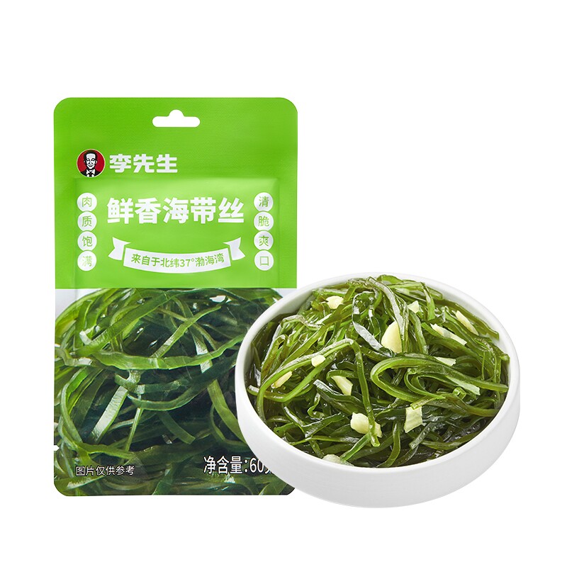 李先生鲜香海带丝 凉拌海味下饭菜即食咸菜早餐蒜香不辣佐餐小菜